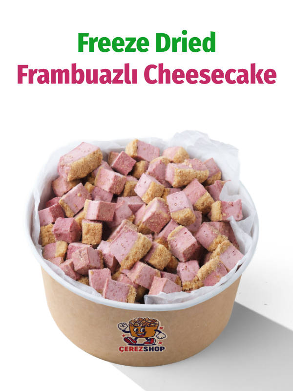 Freeze Dried Frambuazlı Cheesecake – Kurutulmuş Çıtır Cheesecake Küpleri, Tatlı Küpleri Atıştırmalık