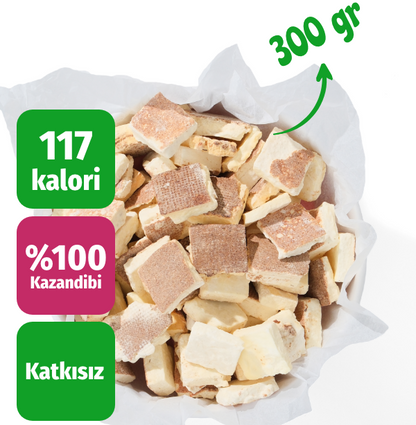 Freeze dried kazandibi 300 gr üstten görünüm ve kalori bilgisi