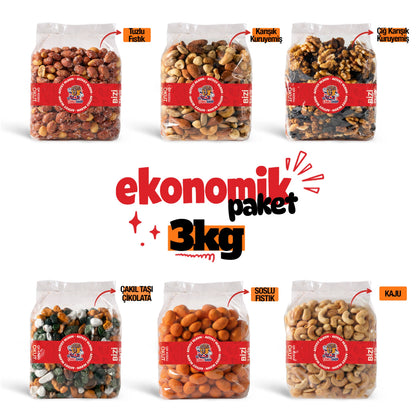 Ekonomik Paket 3 KG (6 Çeşit Karışık Kuruyemiş Seti)