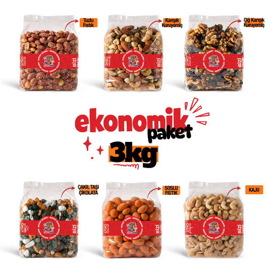 Ekonomik Paket 3 KG (6 Çeşit Karışık Kuruyemiş Seti)