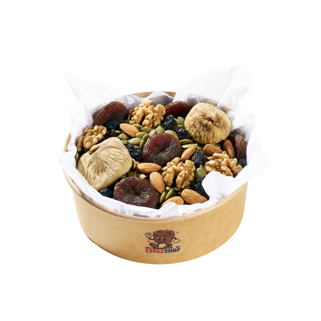 Çerez Shop 6'lı Süper Formül 500 Gr - 3 Çeşit Çiğ Kuruyemiş ve 3 Çeşit Kuru Meyve İçeren %100 Doğal ve İşlemsiz Karışım.