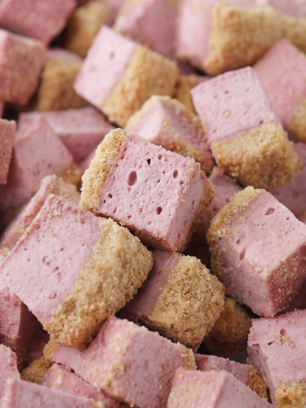 Freeze Dried Frambuazlı Cheesecake – Kurutulmuş Çıtır Cheesecake Küpleri, Tatlı Küpleri Atıştırmalık
