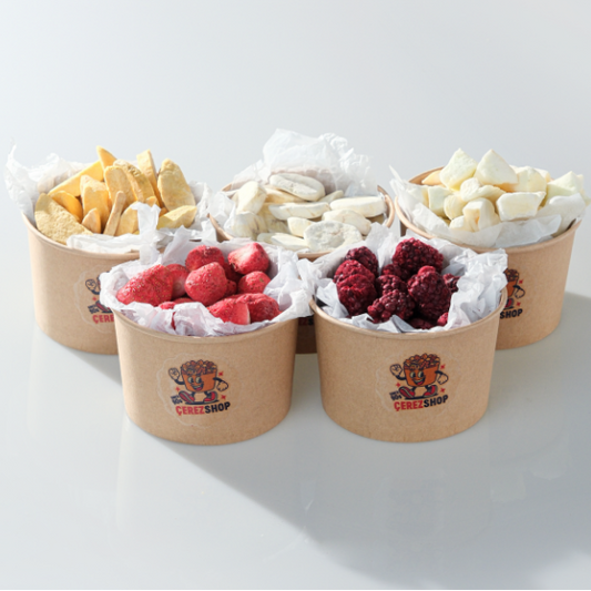 Çerez Shop Freeze Dried Avantaj Paketi - Çilek, Mango, Muz, Kavun ve Böğürtlen Cipsinden Oluşan 5'li Karma Avantaj Seti.