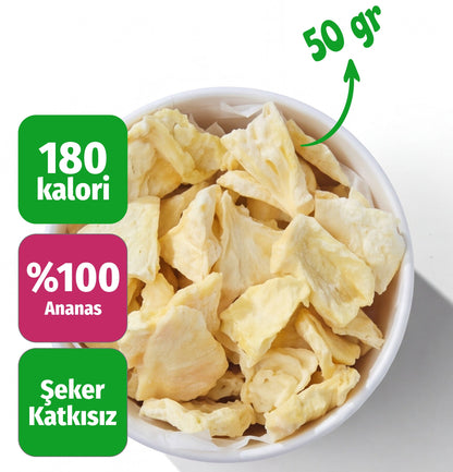 Çerezshop Freeze Dried Ananas küçük kase kalori ve şekersiz ürün bilgilendirme görseli