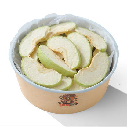 Çerezshop Freeze Dried Elma büyük kase içinde dondurularak kurutulmuş şekersiz elma dilimleri görünümü