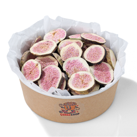 Çerezshop Freeze Dried İncir büyük kase içinde dondurularak kurutulmuş çıtır incir dilimleri