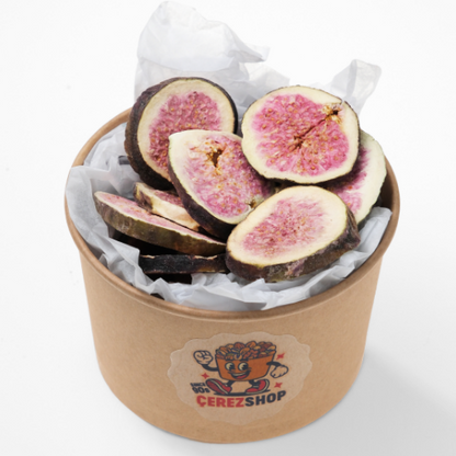 Çerezshop Freeze Dried İncir küçük kase içinde dondurularak kurutulmuş şekersiz incir dilimleri görünümü