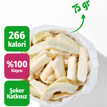 Çerezshop Freeze Dried Kavun 75 gr üstten çekim kalori ve ürün bilgilendirme görseli