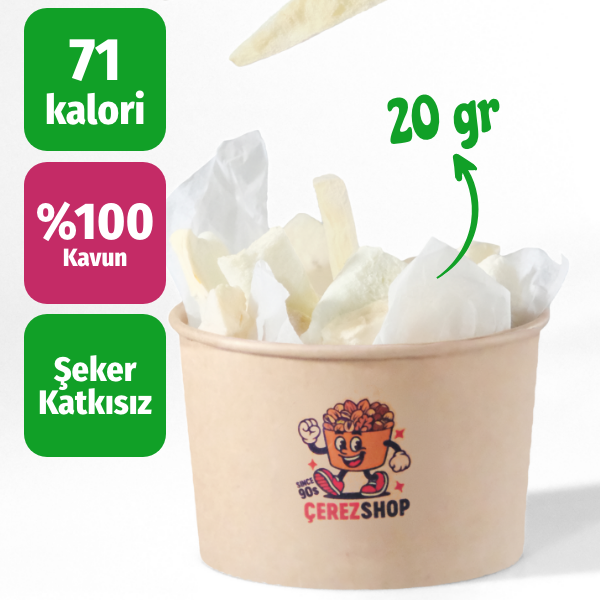 Çerezshop Freeze Dried Kavun 20 gr kalori ve şekersiz ürün bilgilendirme görseli