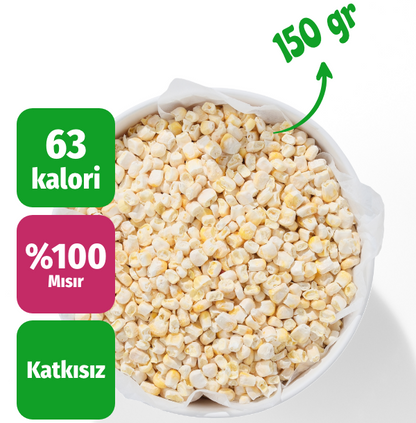 Freeze dried tane mısır büyük kase üstten çekim kalori bilgilendirme