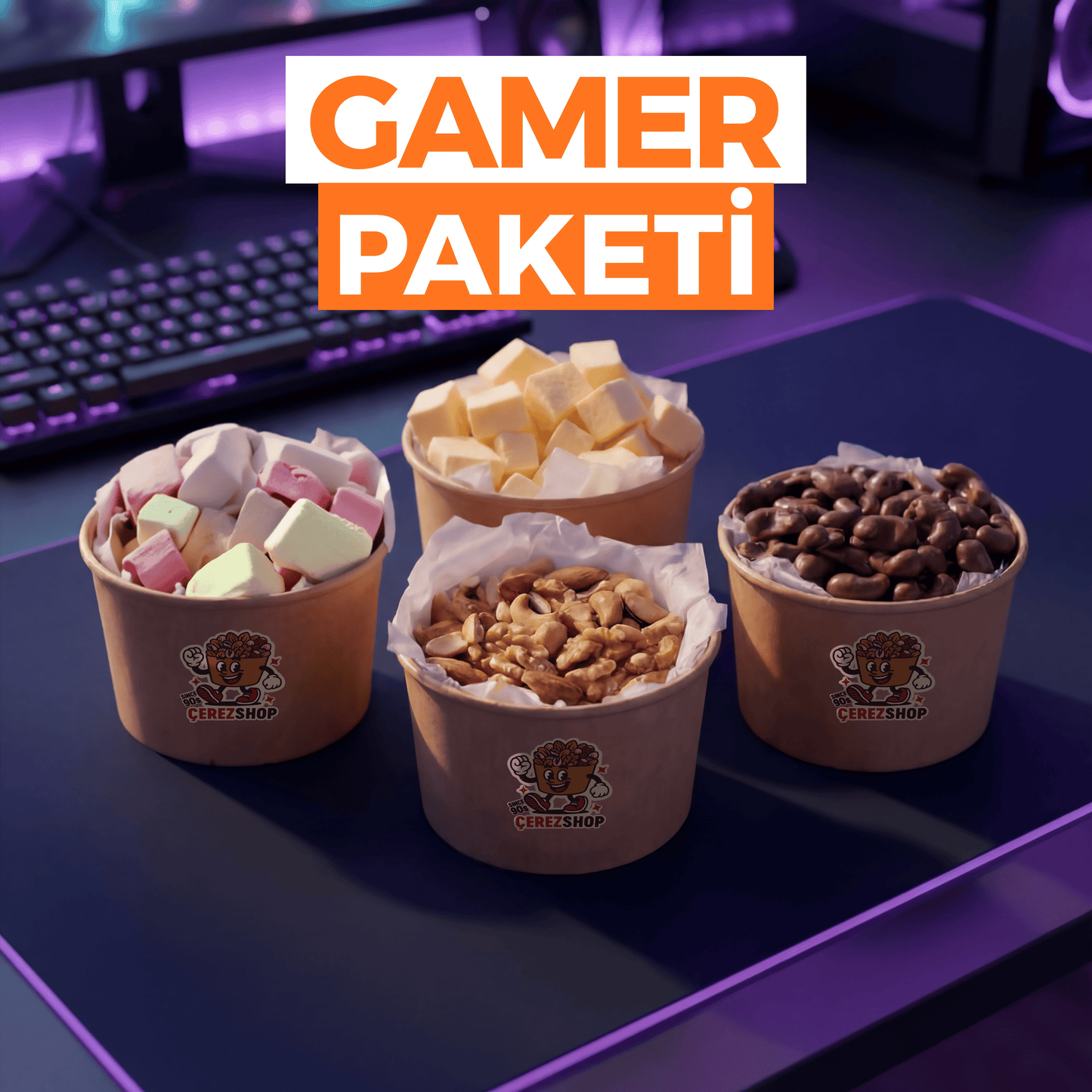Gamer Paketi Freeze Dried Dondurma Çikolata Kaplı Kaju Kabuksuz Karışık Kuruyemiş Oyuncu Atıştırmalık Seti