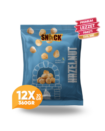 Snack Fındık 12x30 gr Premium Fırında Kavrulmuş Tuzsuz Atıştırmalık Paketi 360 gr