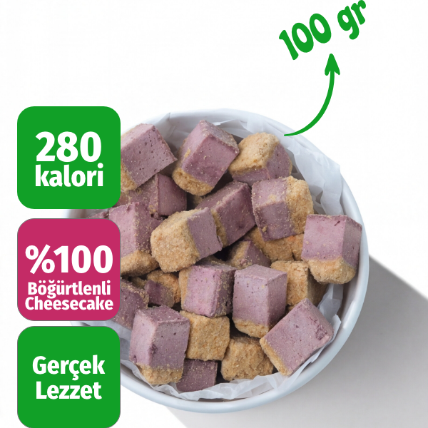 Freeze Dried Böğürtlenli Cheesecake – Kurutulmuş Çıtır Cheesecake Küpleri, Tatlı Küpleri Atıştırmalık