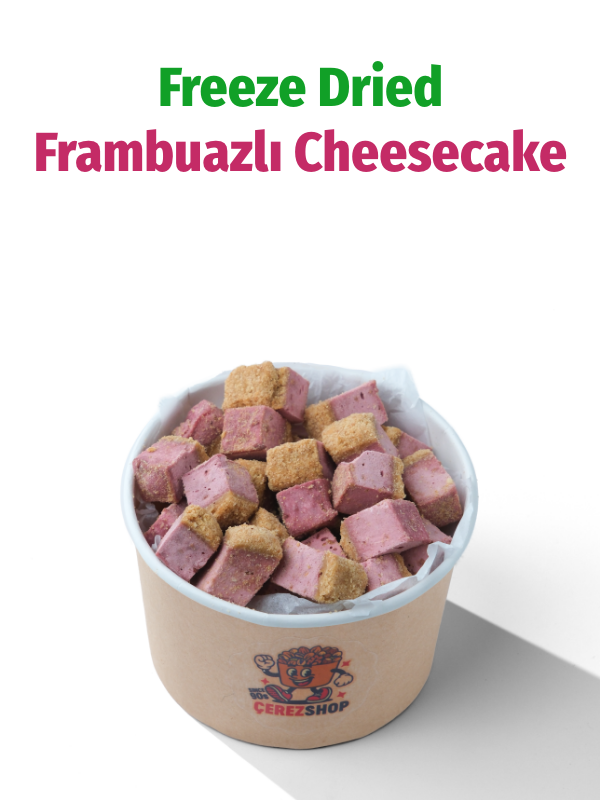 Freeze Dried Frambuazlı Cheesecake – Kurutulmuş Çıtır Cheesecake Küpleri, Tatlı Küpleri Atıştırmalık