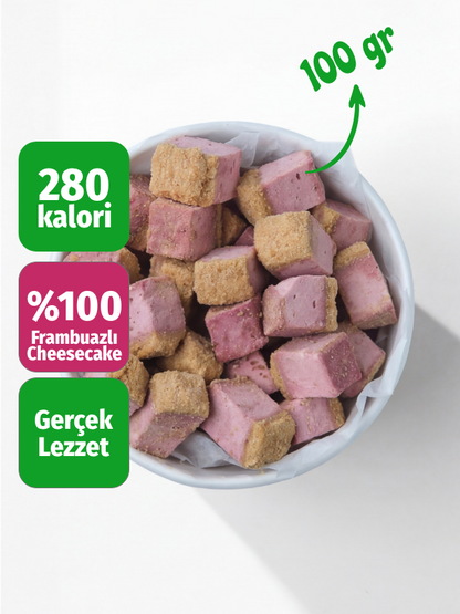 Freeze Dried Frambuazlı Cheesecake – Kurutulmuş Çıtır Cheesecake Küpleri, Tatlı Küpleri Atıştırmalık