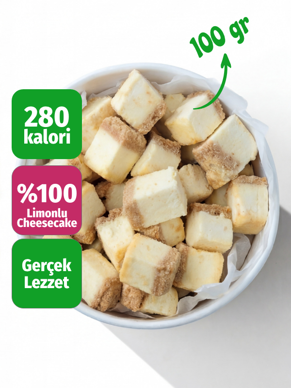 Freeze Dried Limonlu Cheesecake – Kurutulmuş Çıtır Cheesecake Küpleri, Tatlı Küpleri Atıştırmalık