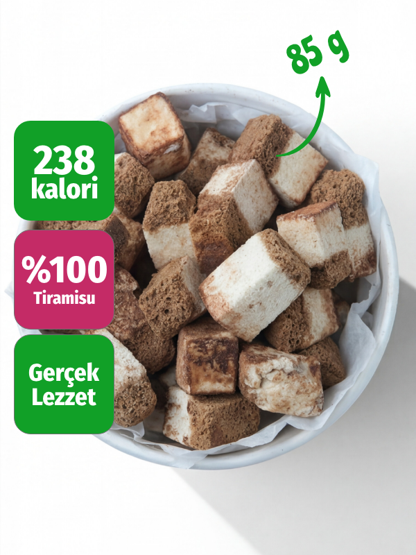 Freeze Dried Tiramisu – Kurutulmuş Çıtır Tiramisu Küpleri, Kahveli Kakaolu Atıştırmalık