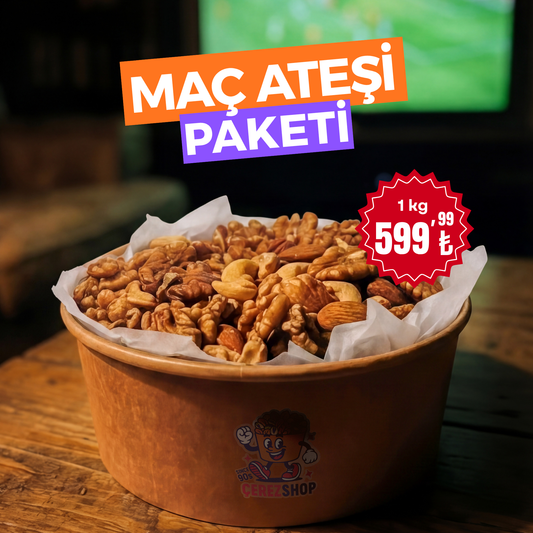 1 KG Maç Ateşi Paketi - Kavrulmuş Kabuksuz Karışık Kuruyemiş