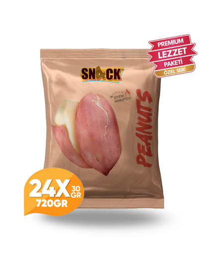 Snack Yer Fıstığı 24x30 gr Premium Fırında Kavrulmuş Tuzsuz Atıştırmalık Paketi 720 gr