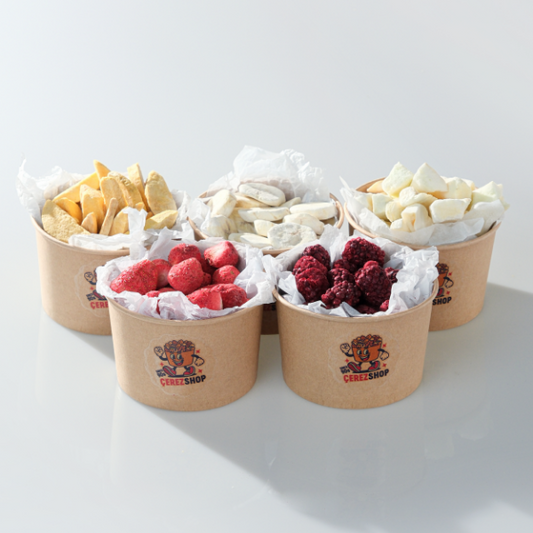 Freeze Dried Tadım Paketi 5'li - Çilek Mango Muz Kavun Böğürtlen Kuru Meyve Cipsi Seti